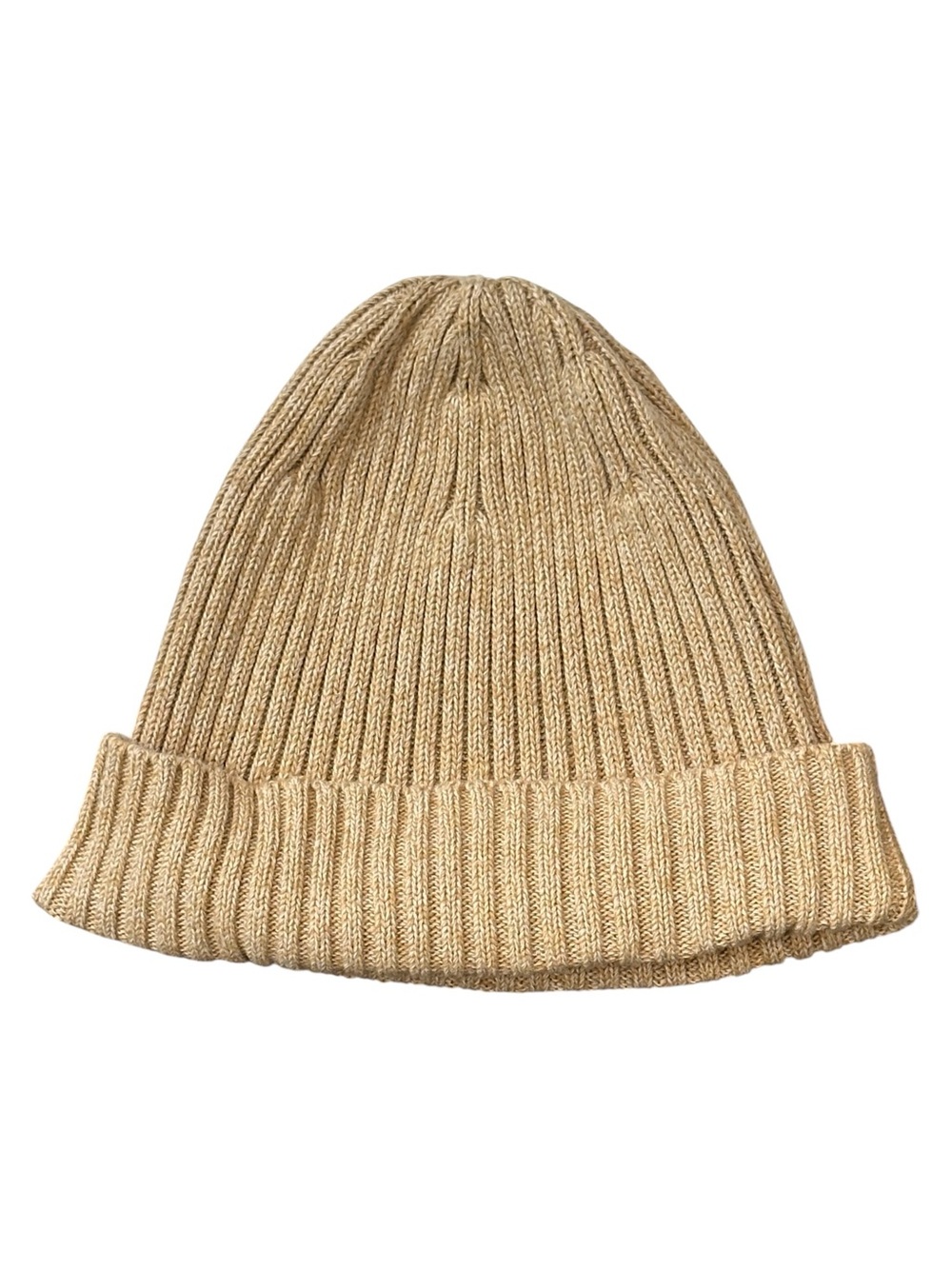 Uniqlo 100% Cotton Ribbed Beanie Unisex O/S Wheat Beige